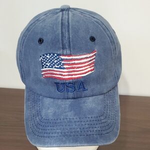 Blue USA Flag Embroidered Hat